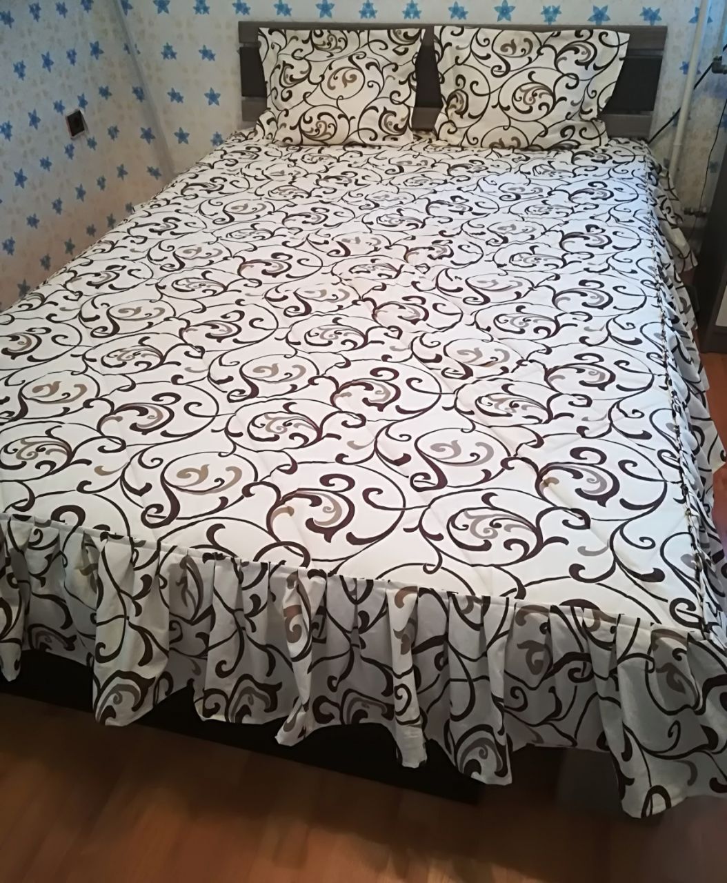 Pamut szatén fodros ágytakaró 140x200cm (választható színek)