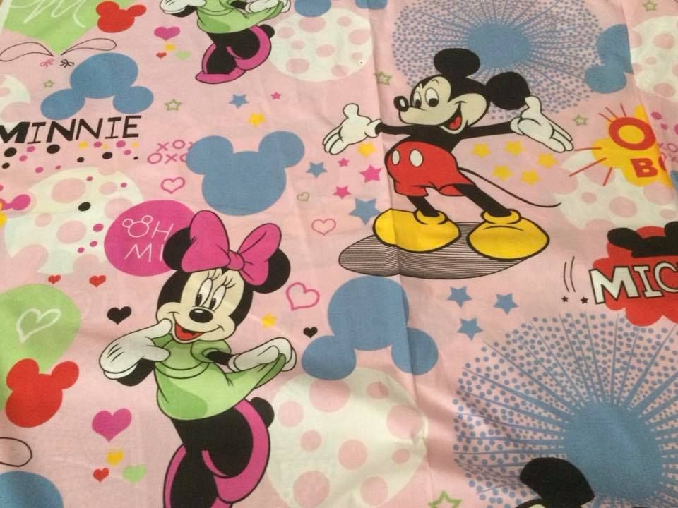 Pamut anyag 240cm Mickey és Minnie rózsaszín