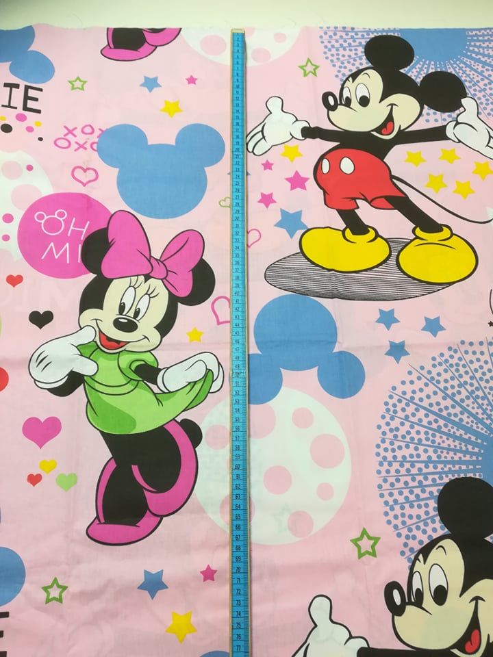 Pamut anyag 240cm Mickey és Minnie rózsaszín