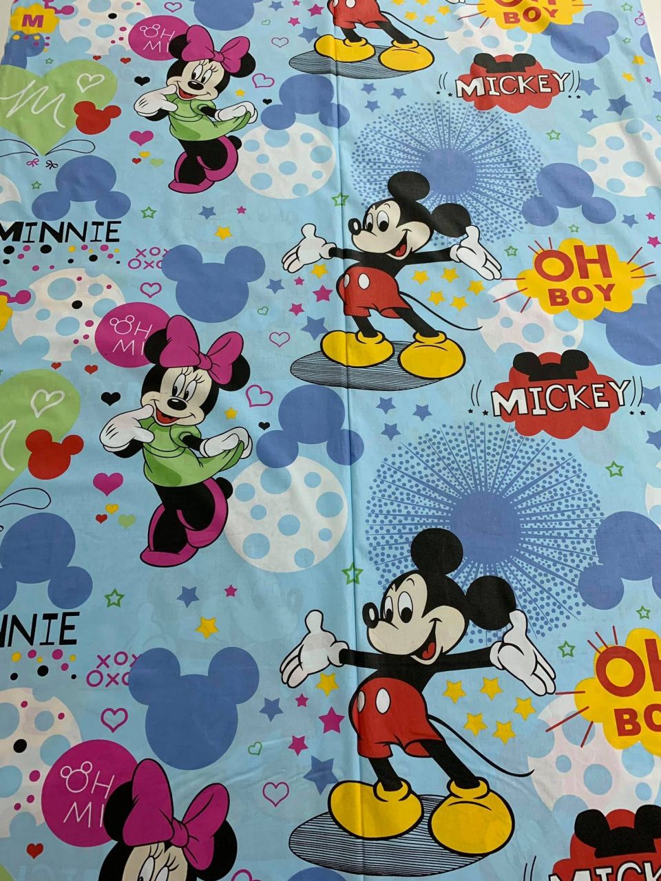 Gyerek pamut ágyneműhuzat Mickey és Minnie kék