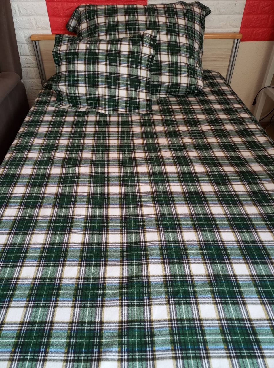3 részes pamut - flanel ágyneműhuzat garnitúra kockás zöld 3 részes pamut - flanel ágyneműhuzat garnitúra kockás zöld