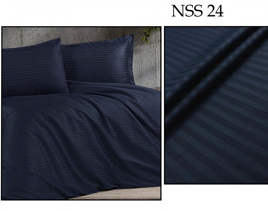 Pamut szatén 2cm csíkos anyag 240cm - 24 sötétkék