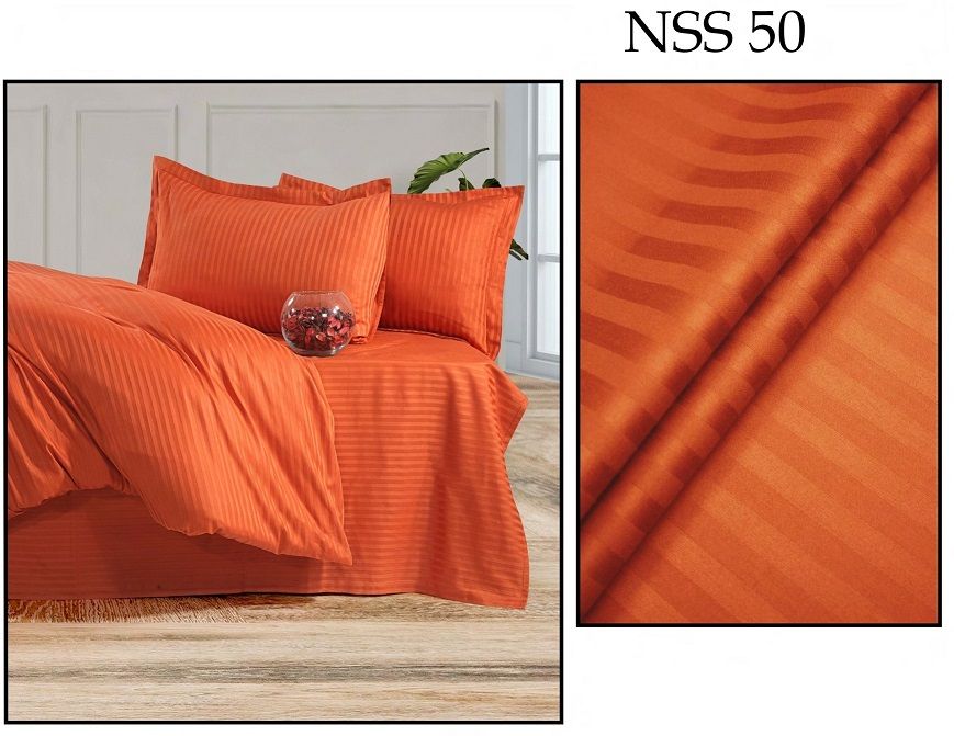 Pamut szatén 2cm csíkos anyag 240cm - 50 narancs
