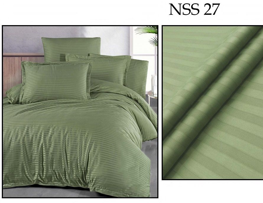 Pamut szatén 2cm csíkos anyag 240cm - 27 zöld