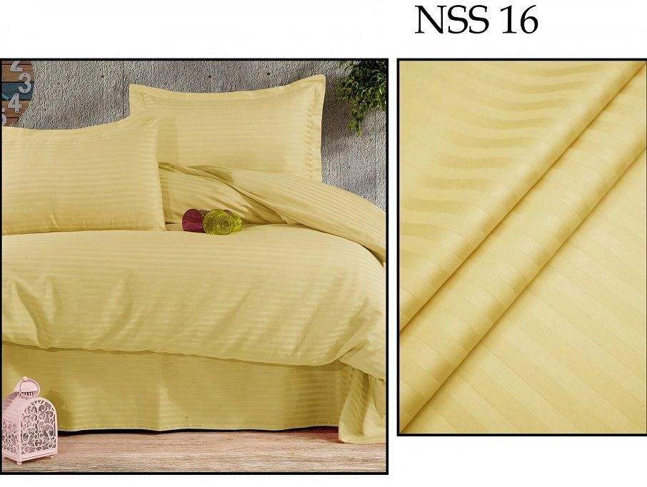 Pamut szatén 2cm csíkos anyag 240cm - 16 sárga