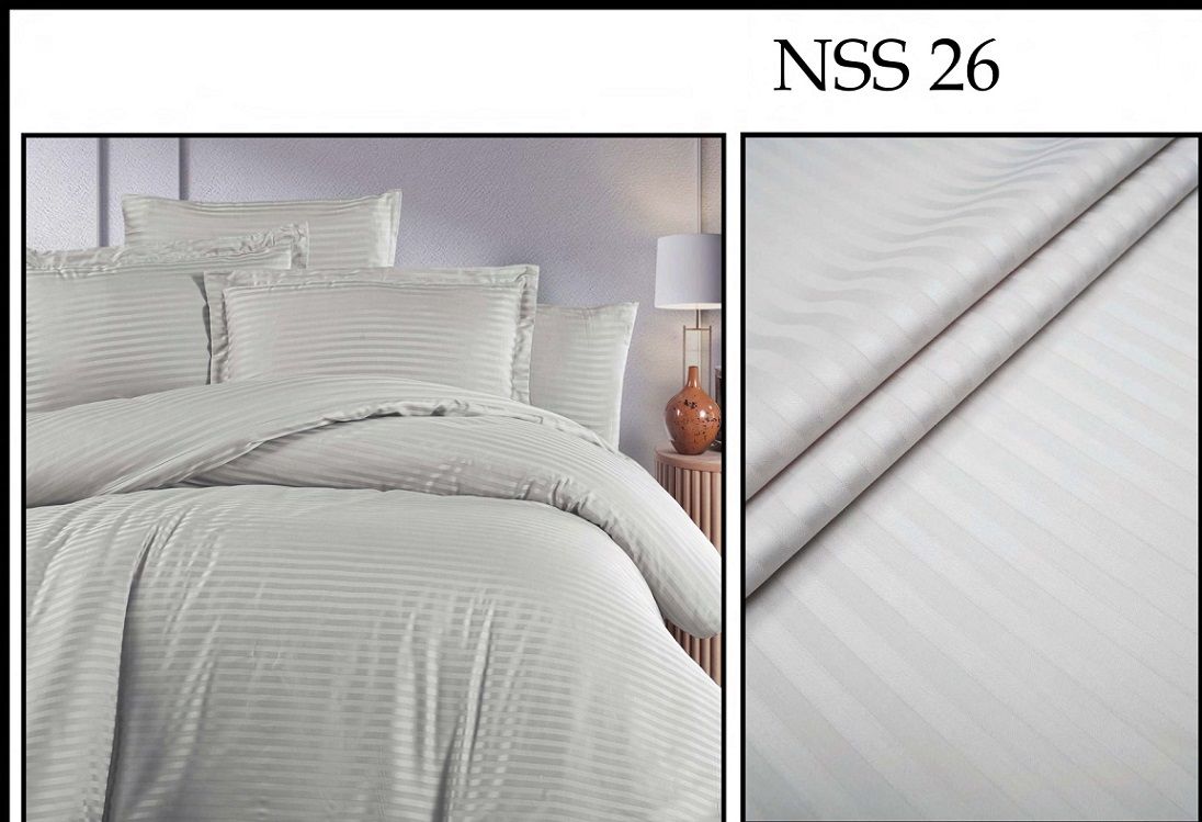Pamut szatén 2cm csíkos anyag 240cm - 26 világos szürke